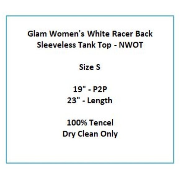 Glam📦Women's White Racer Back Sleeveless Tank Top - NWOT - Picture 6 of 7